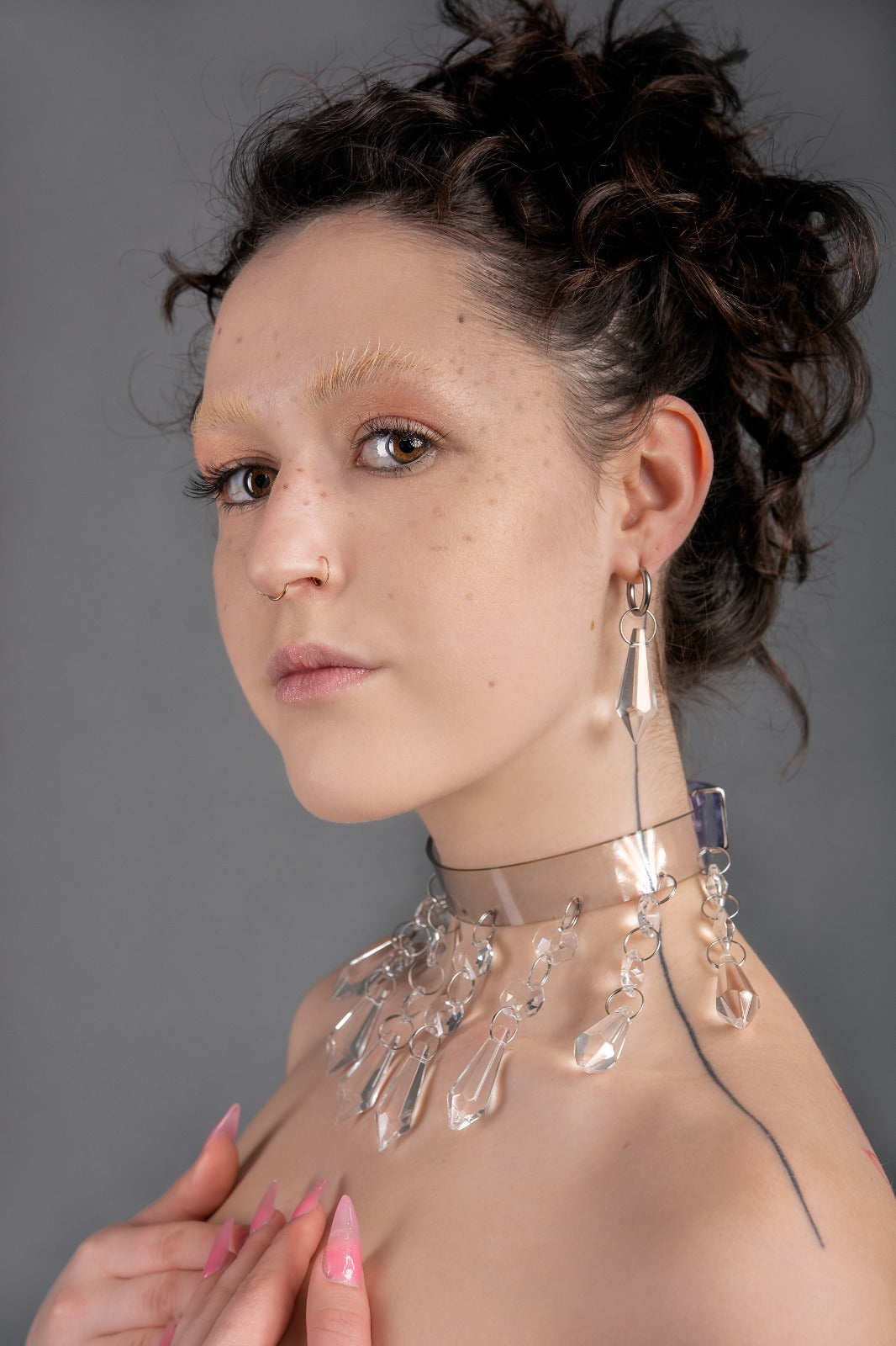 Beautiful woman with a Chandelier Choker made from PVC